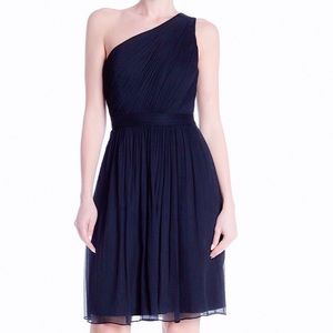 J. Crew Kylie Dk Blue Silk One Shoulder Dress